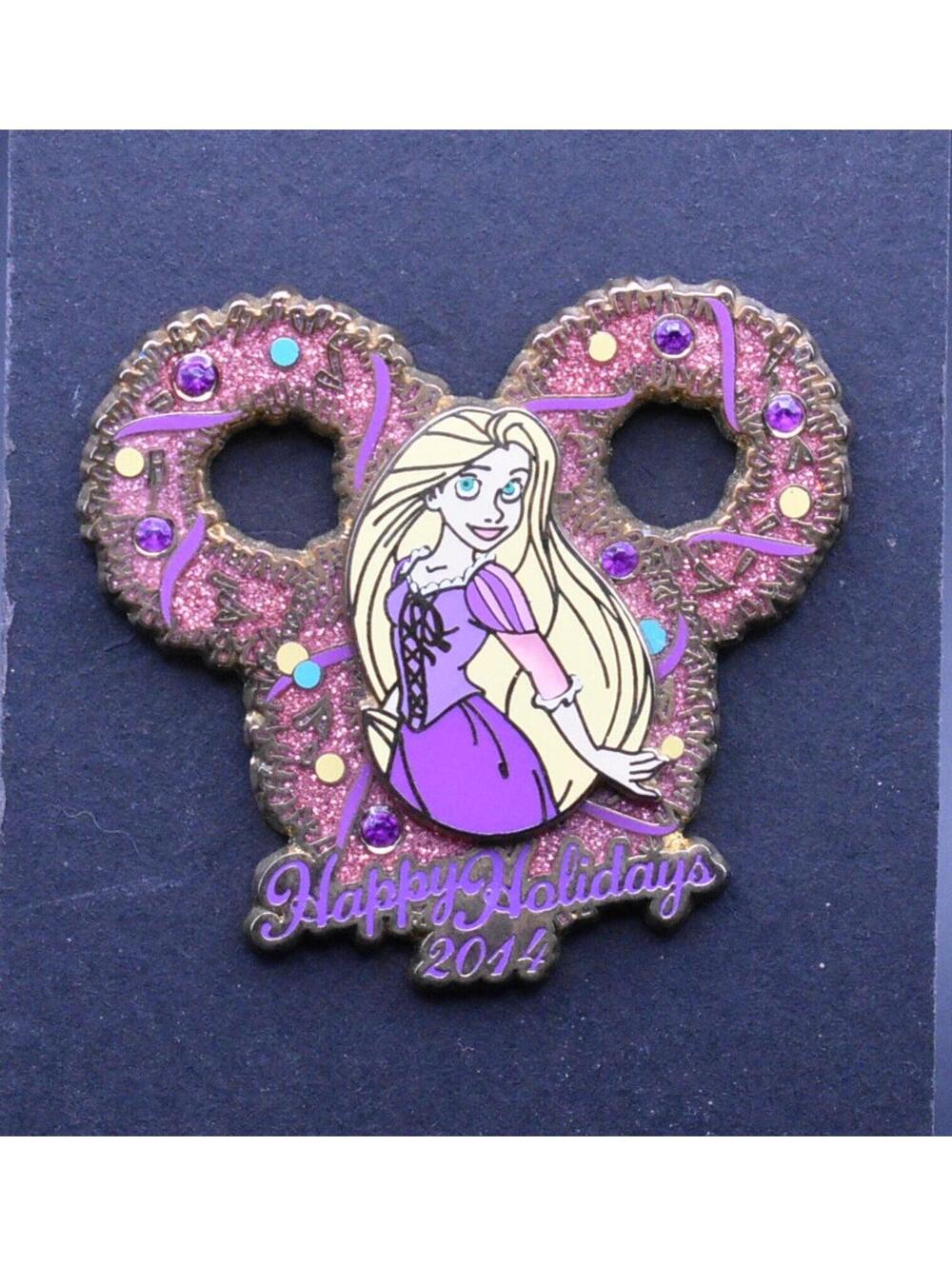 Disney Tangled Rapunzel Happy Holidays 214 Mickey Ears Wreath Pin (C5)